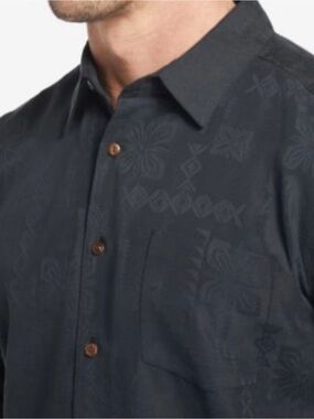 Quiksilver Dark Gray Floral Button-Up Shirt